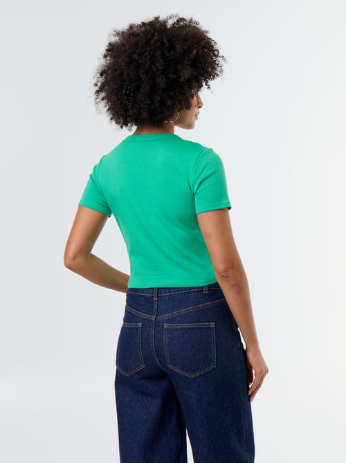 Tee-shirt crop top basique - Kiabi Tee-shirt crop top basique - Kiabi