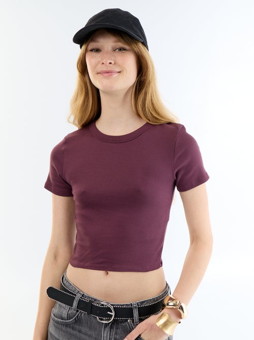Tee-shirt crop top basique - Kiabi Tee-shirt crop top basique - Kiabi