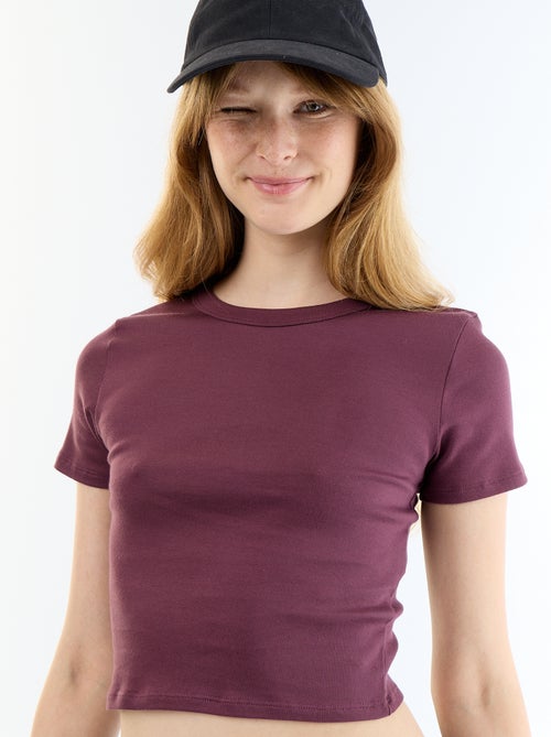 Tee-shirt crop top basique - Kiabi Tee-shirt crop top basique - Kiabi