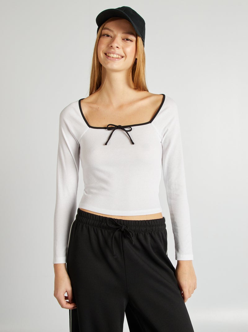 Tee-shirt crop top Blanc - Kiabi