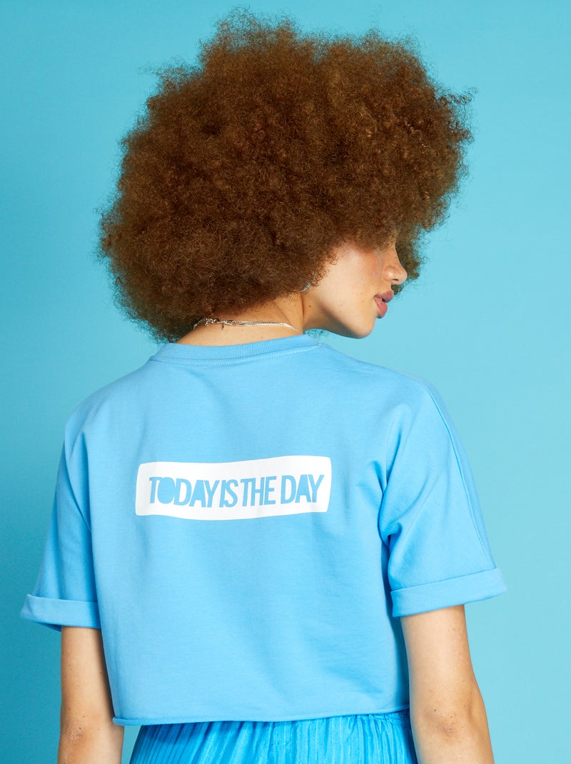 Tee-shirt crop top Bleu - Kiabi