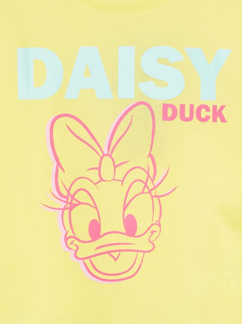 Tee-shirt crop top 'Daisy' Jaune - Kiabi