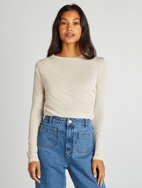 Tee-shirt crop top drapé - Kiabi