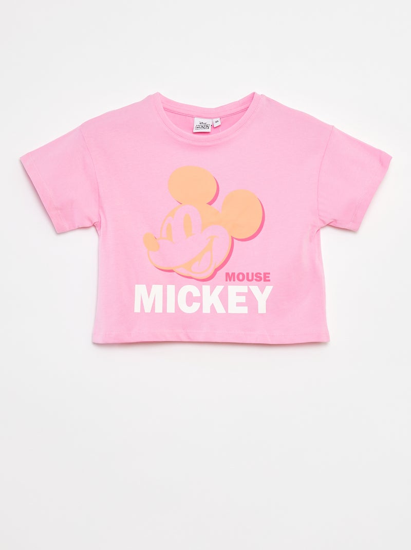 Tee-shirt crop top 'Mickey' Rose - Kiabi