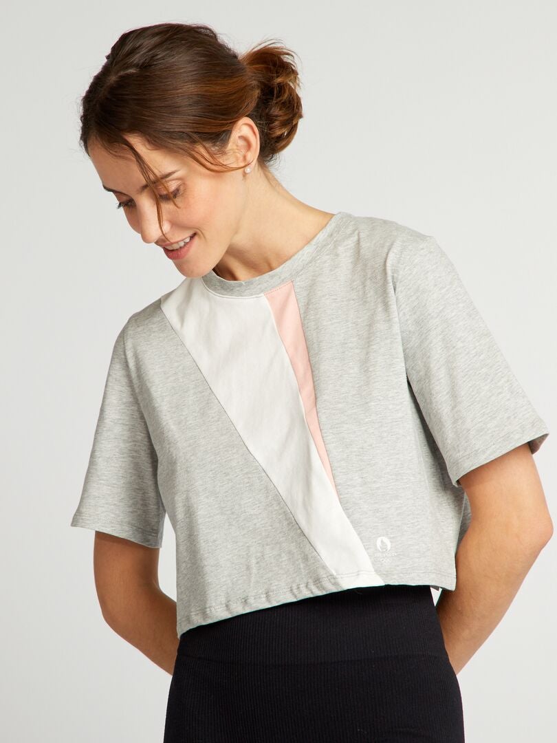 Tee-shirt cropped - Paris 2024 Gris - Kiabi