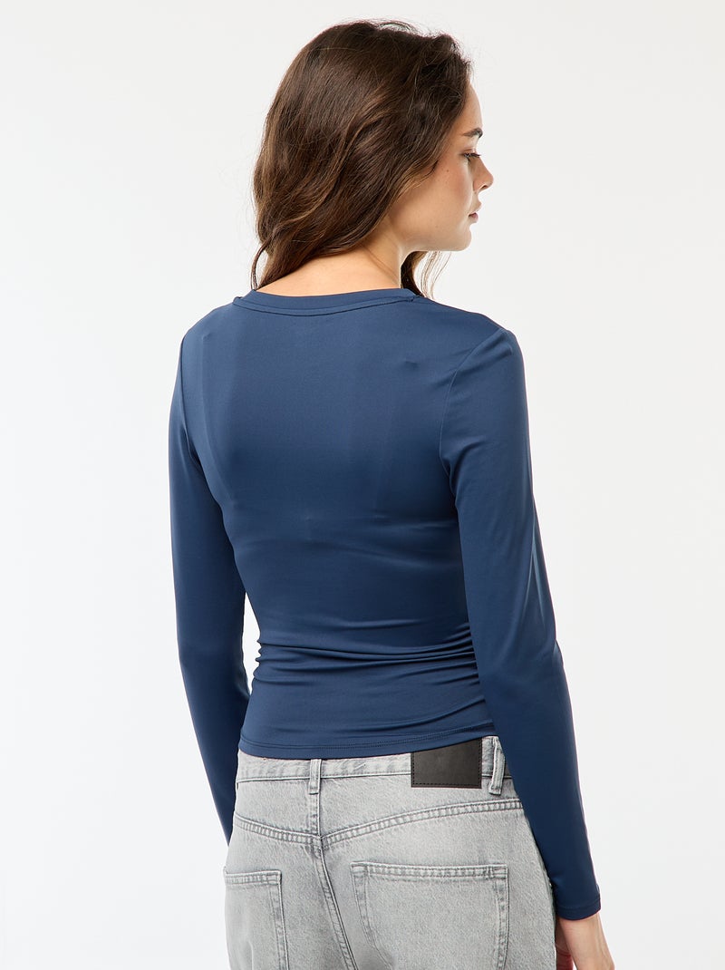 Tee-shirt cropped avec effet froissé Bleu - Kiabi