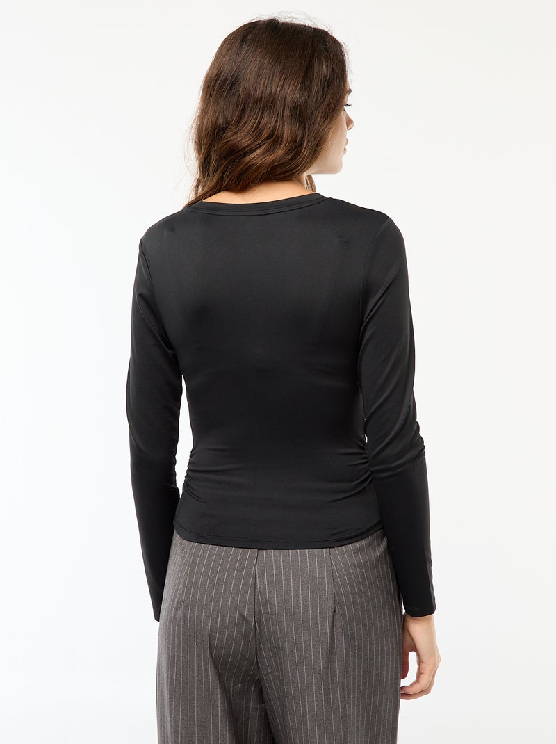 Tee-shirt cropped avec effet froissé Noir - Kiabi