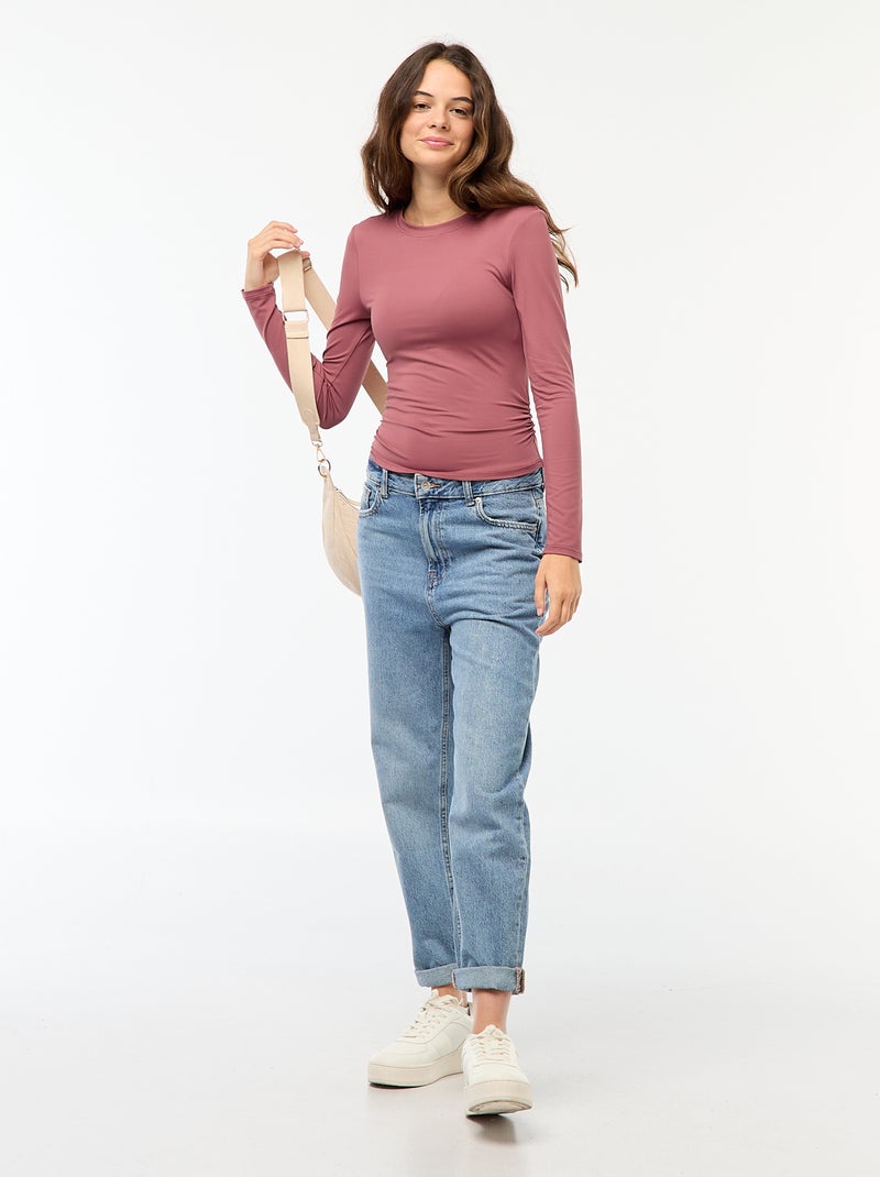 Tee-shirt cropped avec effet froissé Rose - Kiabi