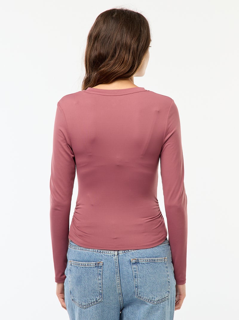 Tee-shirt cropped avec effet froissé Rose - Kiabi