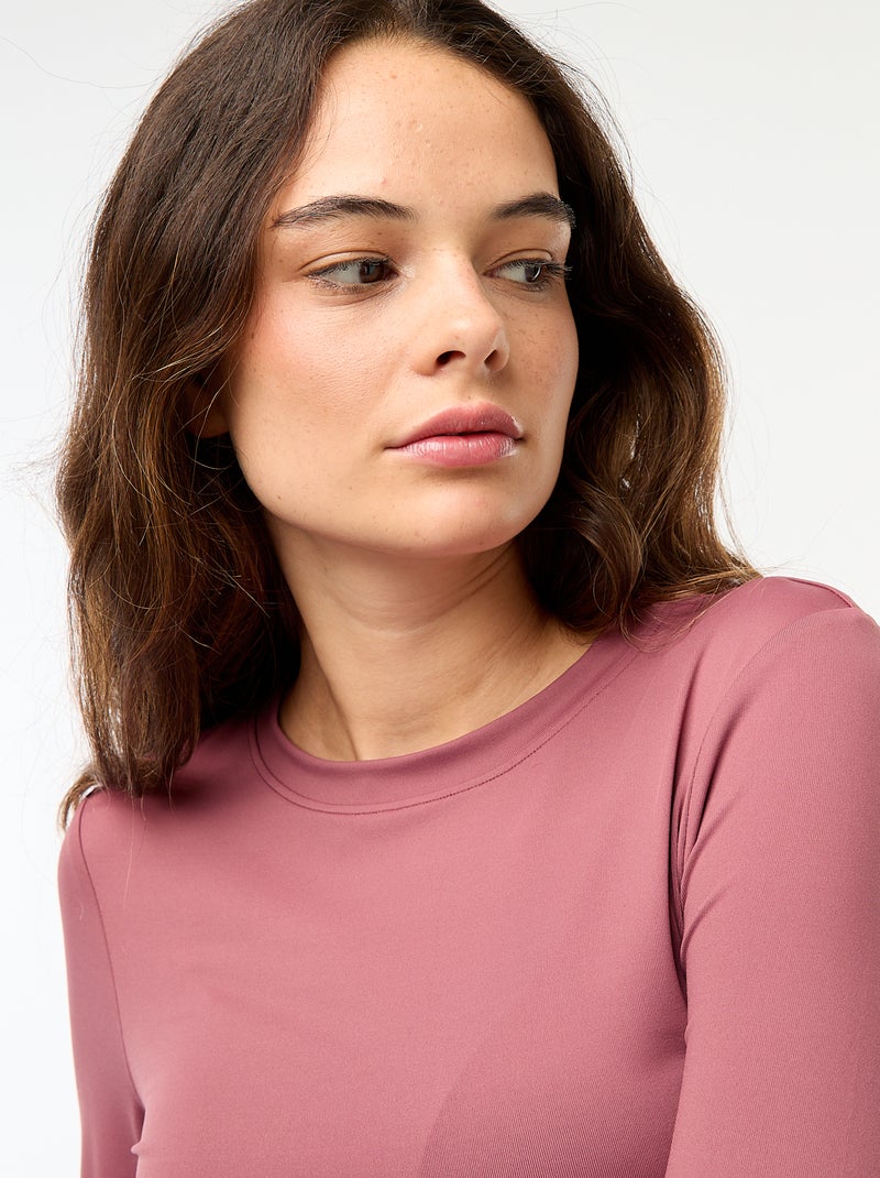 Tee-shirt cropped avec effet froissé Rose - Kiabi