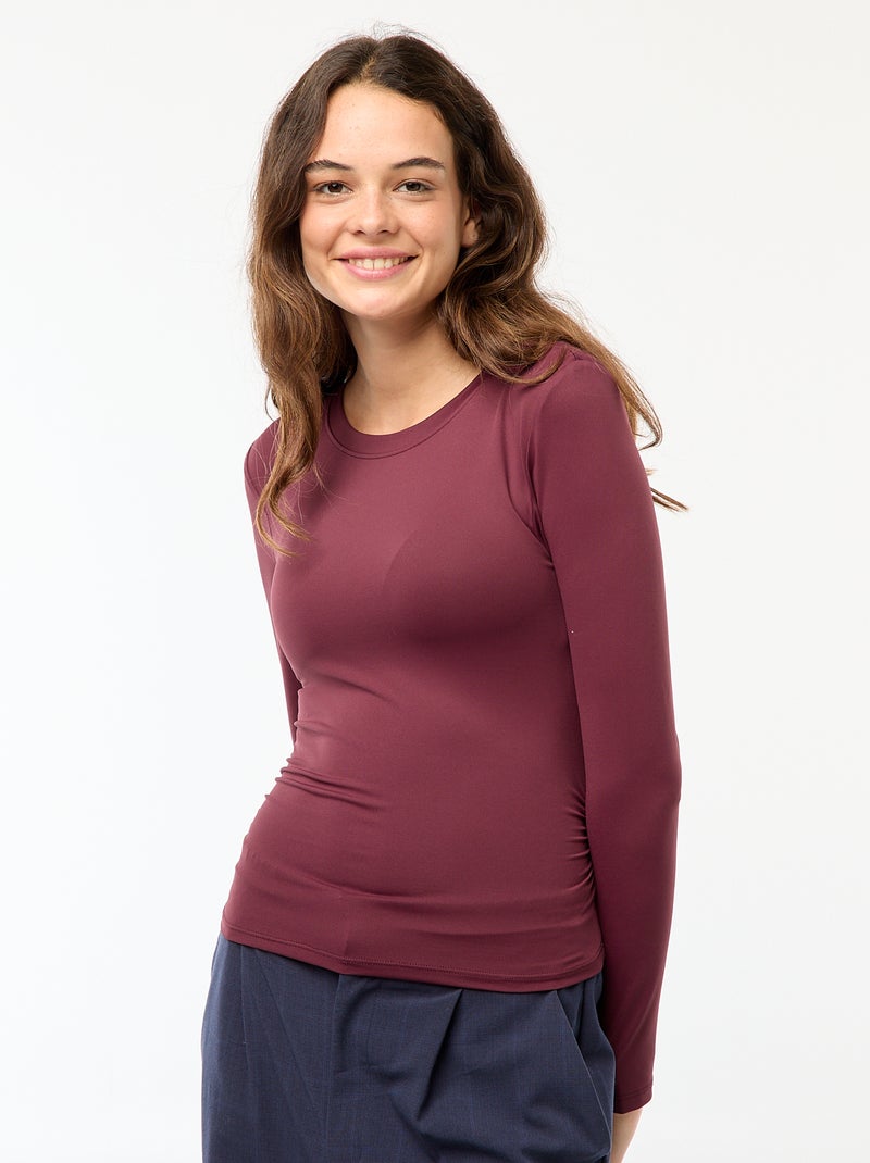 Tee-shirt cropped avec effet froissé Rouge - Kiabi