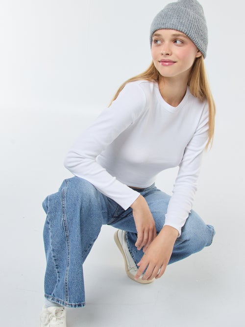 Tee-shirt cropped basique - Kiabi