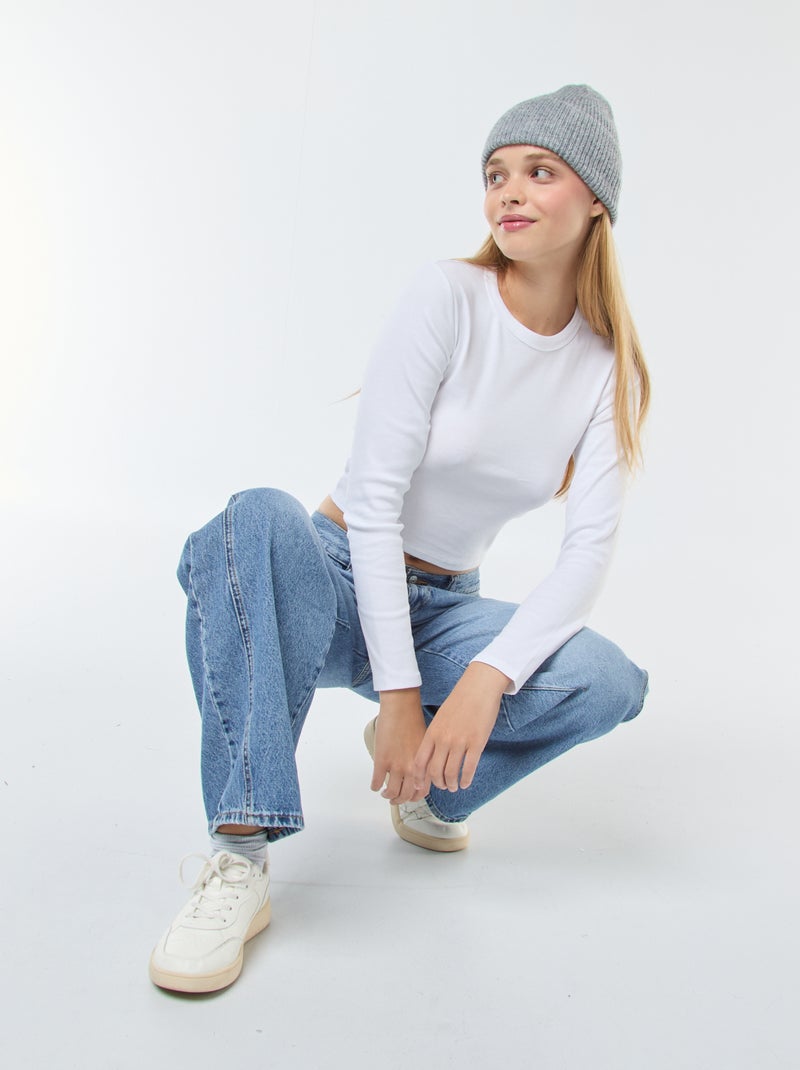 Tee-shirt cropped basique Blanc - Kiabi