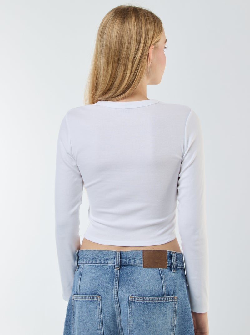 Tee-shirt cropped basique Blanc - Kiabi