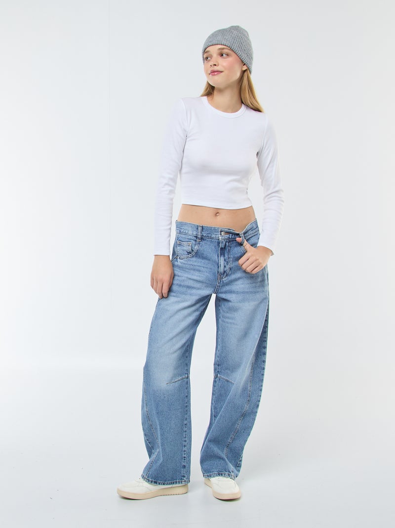 Tee-shirt cropped basique Blanc - Kiabi