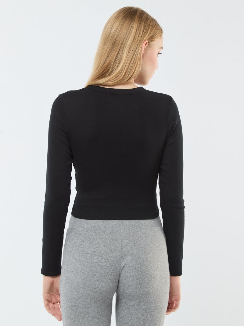 Tee-shirt cropped basique Noir - Kiabi