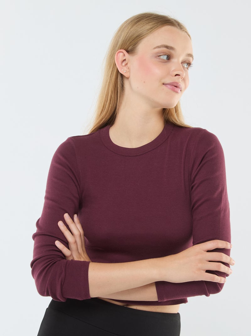 Tee-shirt cropped basique Rouge - Kiabi