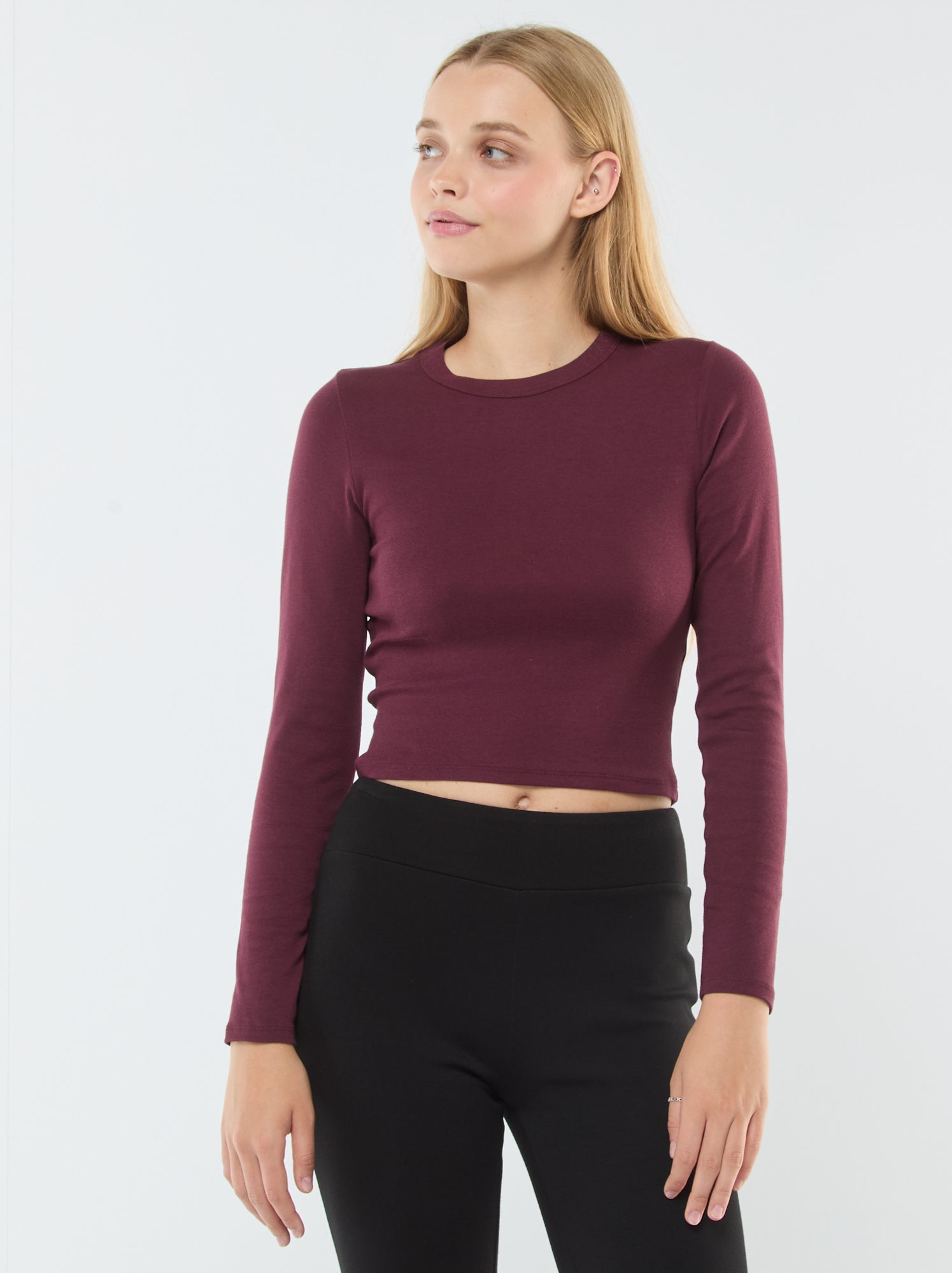 T-shirt Basique ? Manches Longues Et Col Rond En Coton Pour Fille Lilax 12 Rouge~p113090555