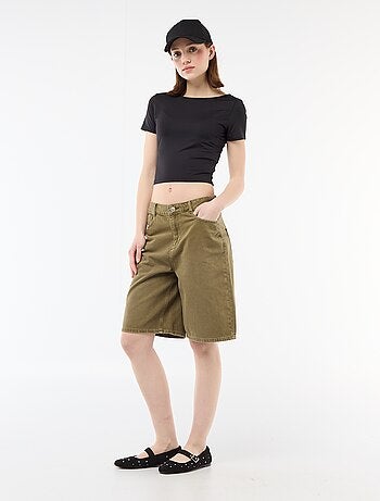 Tee-shirt cropped décolleté carré au dos