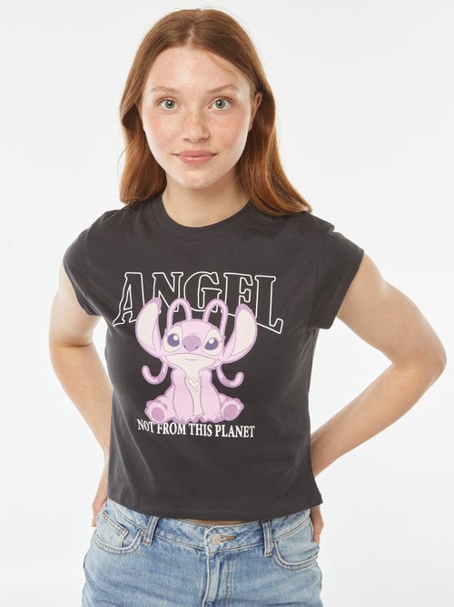 Tee-shirt cropped imprimé 'Angel' - Kiabi
