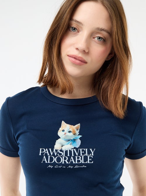 Tee-shirt cropped imprimé - Kiabi