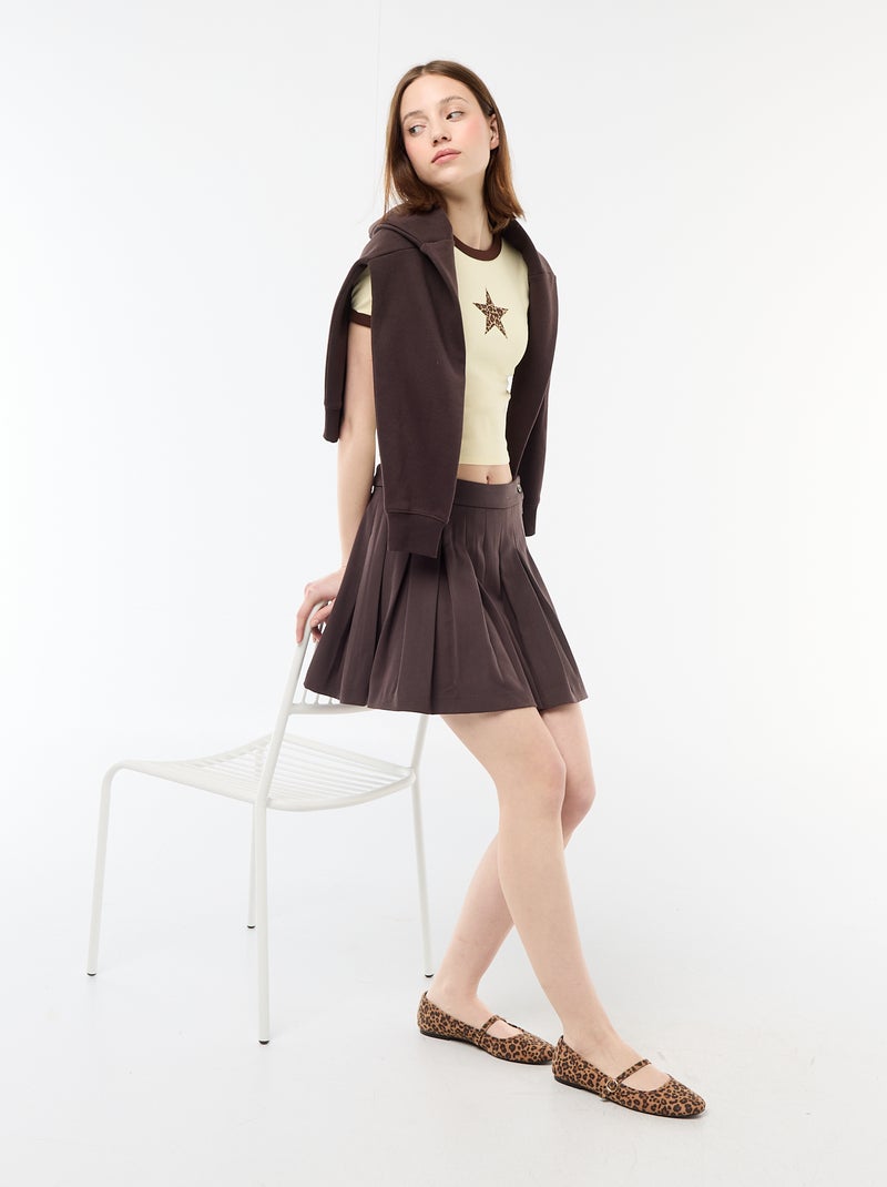 Tee-shirt cropped imprimé Jaune - Kiabi