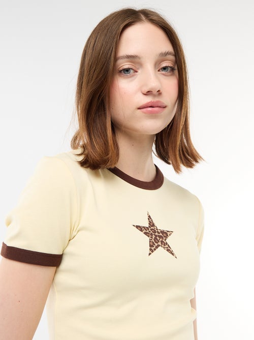 Tee-shirt cropped imprimé - Kiabi
