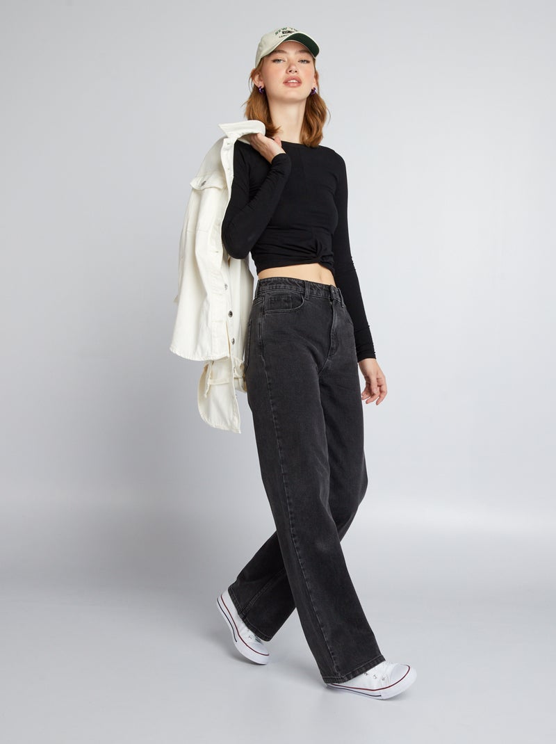 Tee-shirt cropped noir - Kiabi