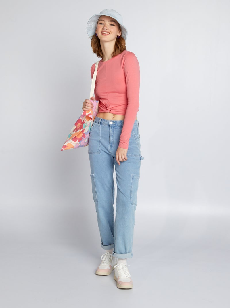 Tee-shirt cropped rose - Kiabi