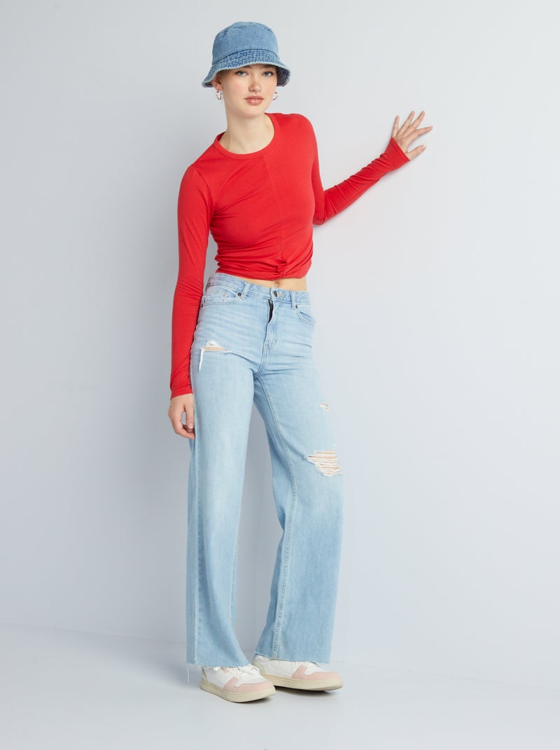 Tee-shirt cropped Rouge - Kiabi