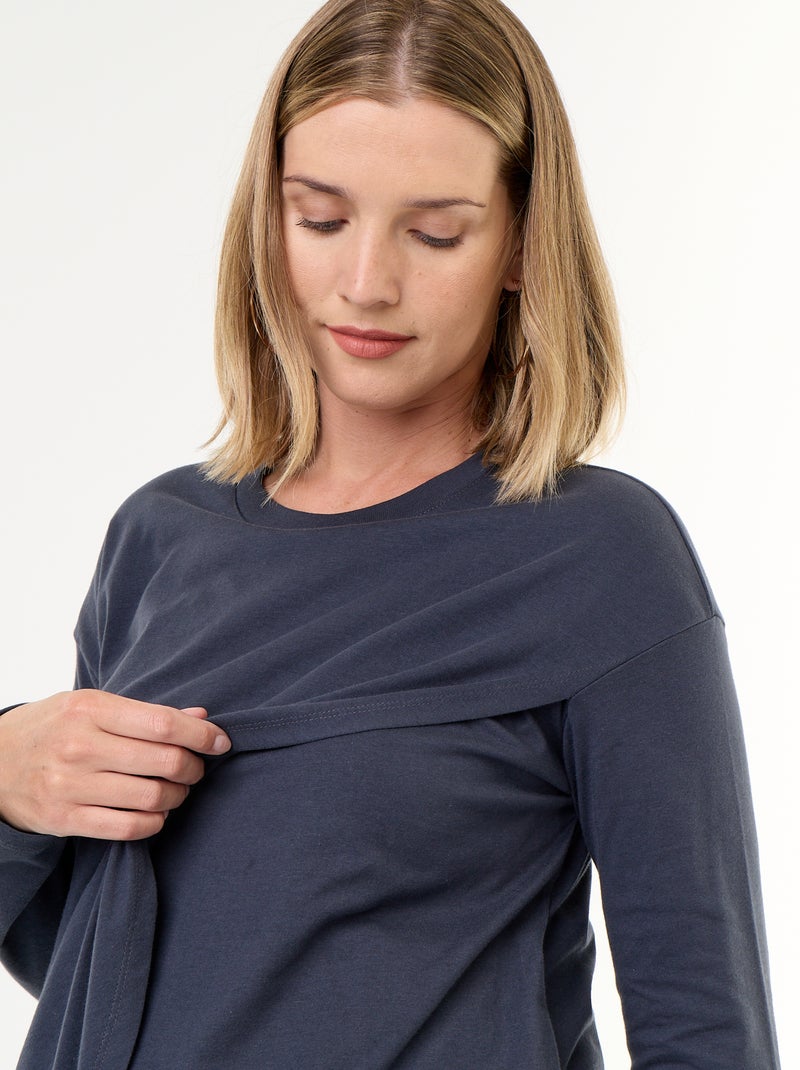 Tee-shirt d'allaitement à pans croisés Bleu - Kiabi