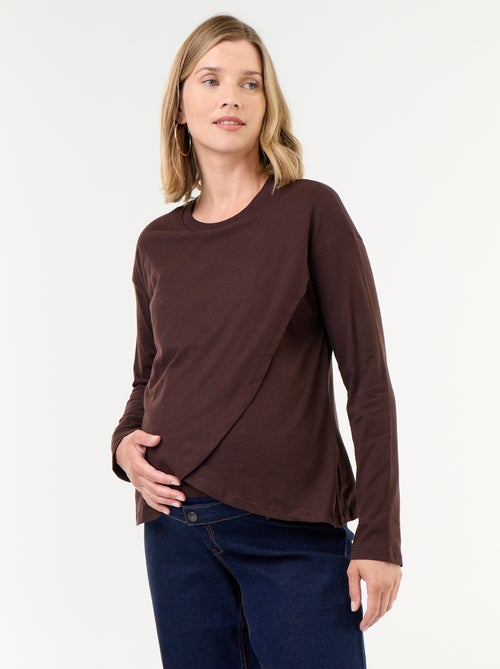 Tee-shirt d'allaitement à pans croisés - Kiabi Tee-shirt d'allaitement à pans croisés - Kiabi