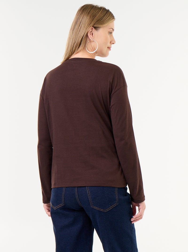 Tee-shirt d'allaitement à pans croisés Marron - Kiabi