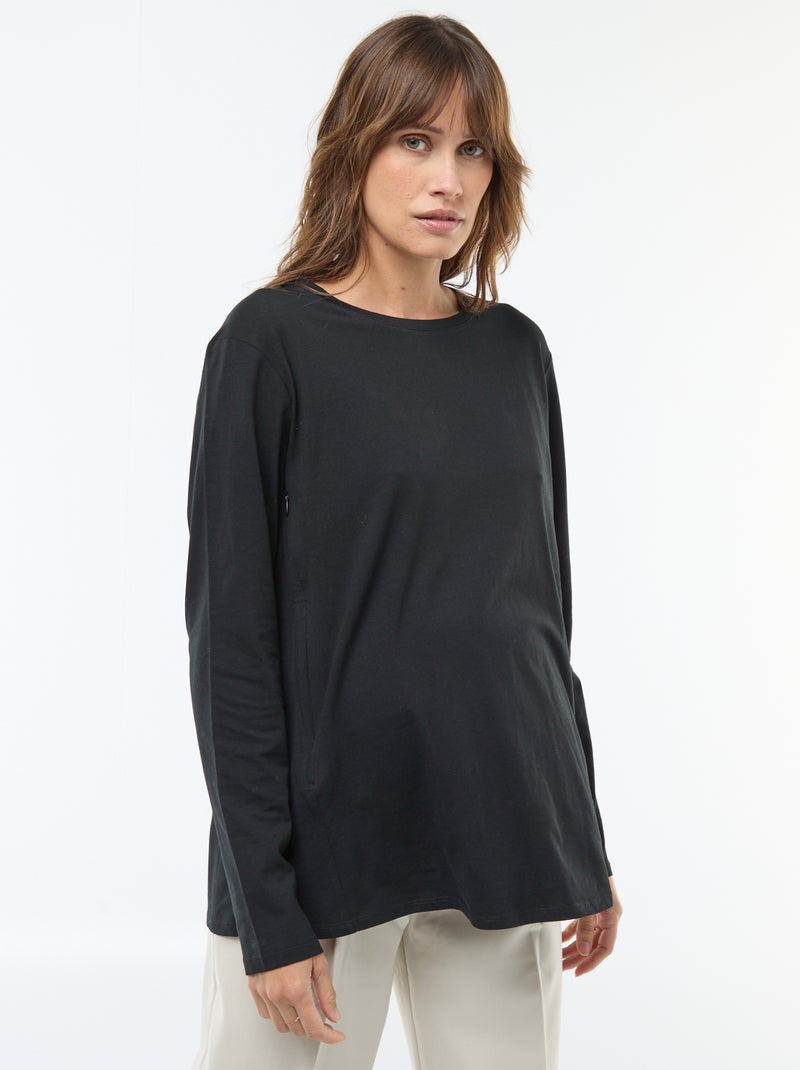Tee-shirt d'allaitement basique Noir - Kiabi