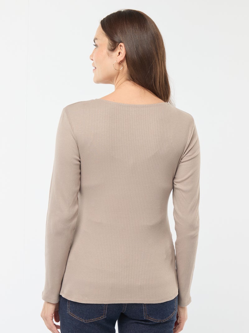 Tee-shirt d'allaitement cache-coeur Beige - Kiabi
