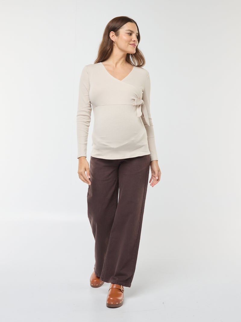 Tee-shirt d'allaitement cache-coeur Gris - Kiabi