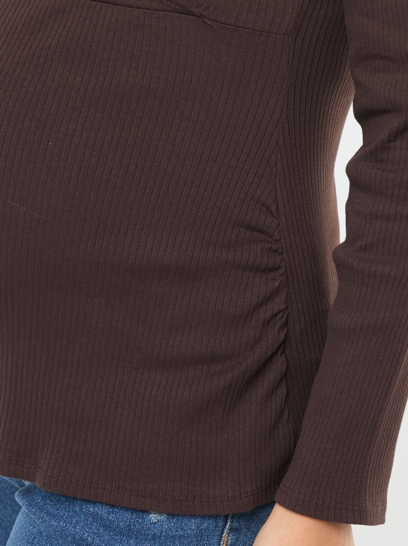 Tee-shirt d'allaitement cache-coeur Marron - Kiabi