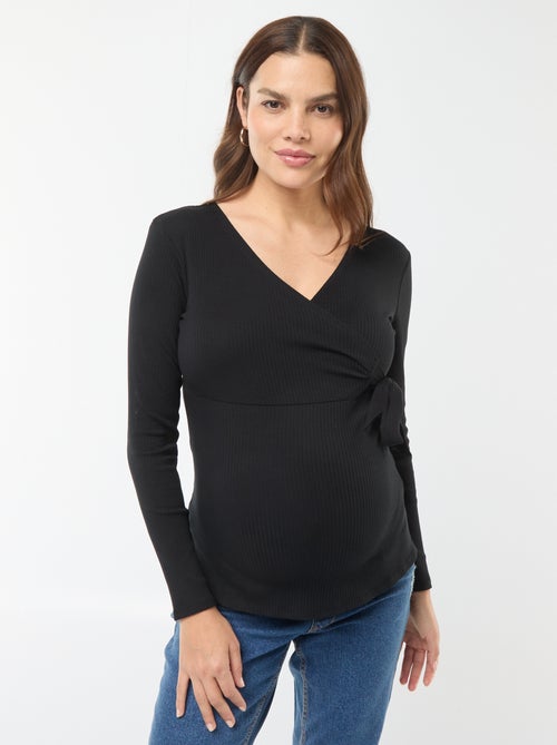 Tee-shirt d'allaitement cache-coeur - Kiabi