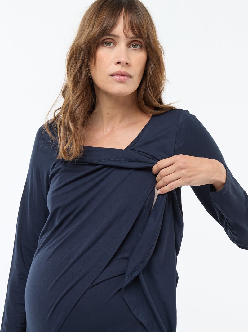 Tee-shirt d'allaitement chiné Bleu - Kiabi