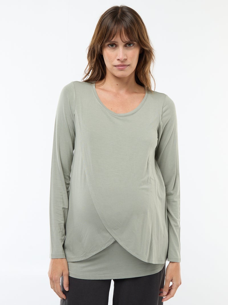 Tee-shirt d'allaitement chiné Vert - Kiabi