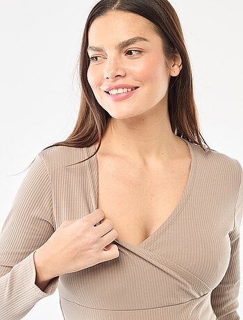 Tee-shirt d'allaitement côtelé