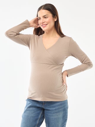 Tee-shirt d'allaitement côtelé