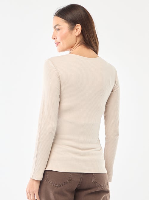 Tee-shirt d'allaitement côtelé - Kiabi
