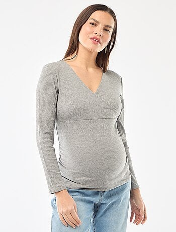 Tee-shirt d'allaitement côtelé