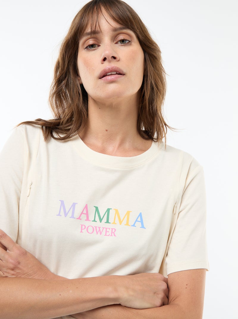 Tee-shirt d'allaitement imprimé à manches courtes Blanc - Kiabi