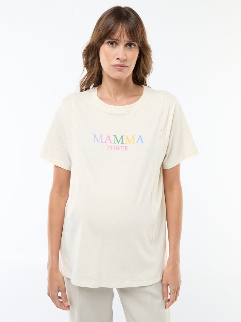 Tee-shirt d'allaitement imprimé à manches courtes Blanc - Kiabi