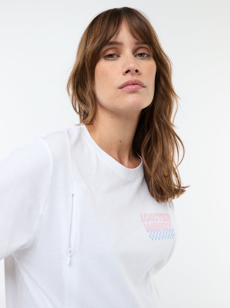Tee-shirt d'allaitement imprimé à manches courtes Blanc - Kiabi