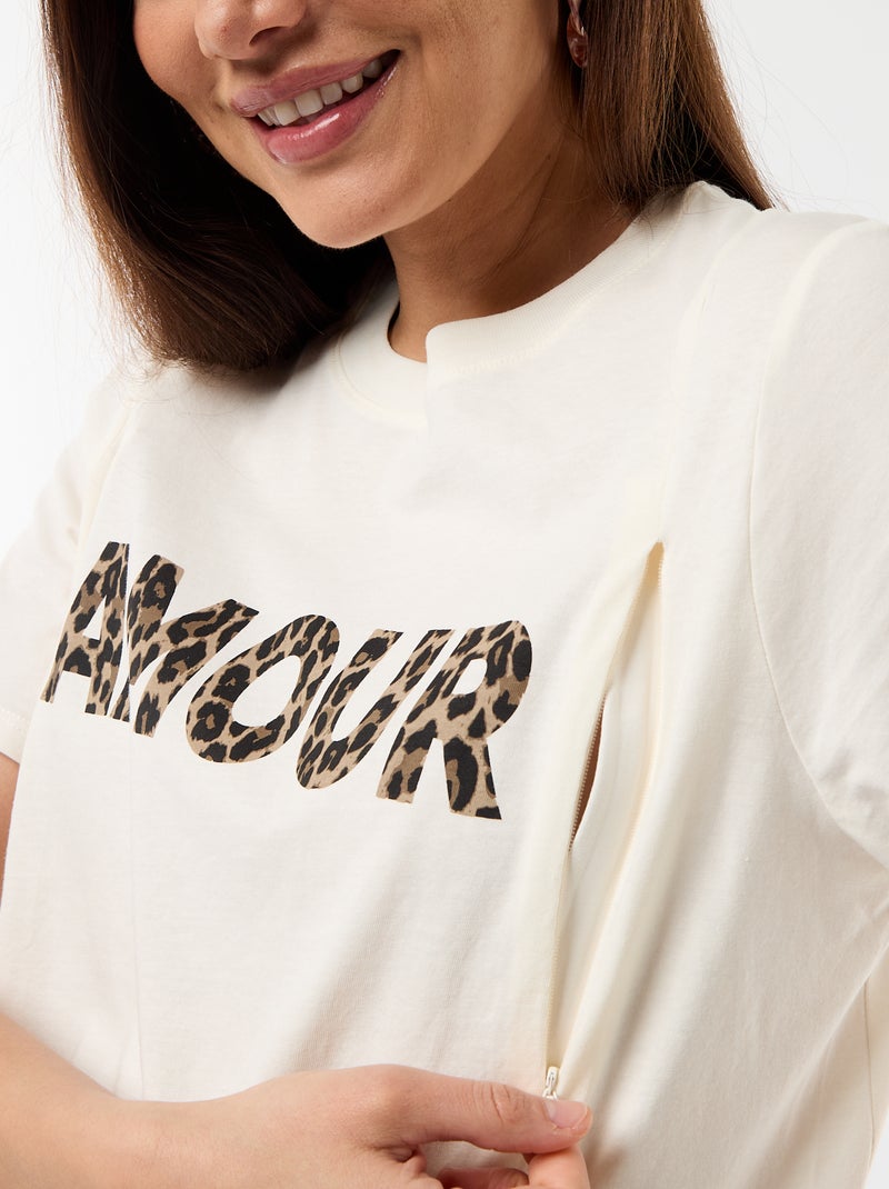 Tee-shirt d'allaitement imprimé Blanc - Kiabi