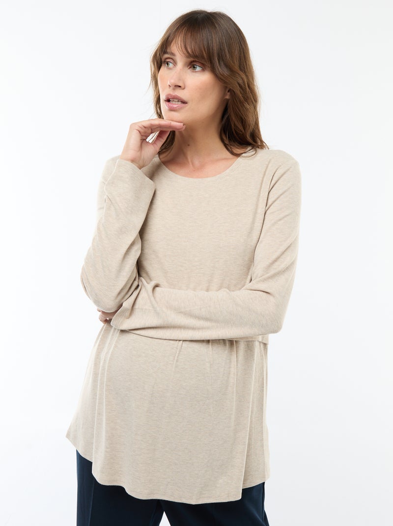 Tee-shirt d'allaitement uni Beige - Kiabi