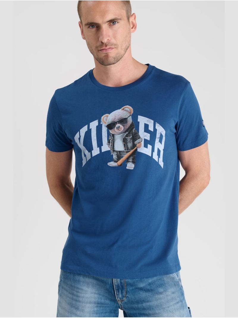Tee-shirt danis 'le temps des cerises' Bleu - Kiabi